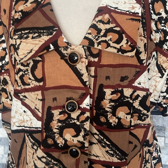 Rickie Freeman for Teri Jon Linen/ Silk Brown Blazer &Skirt Set Size 12 - Picture 4 of 11